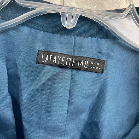 Lafayette 148 New York Women Teal Virgin Wool Two Button Blazer Size 10 - Picture 4 of 8